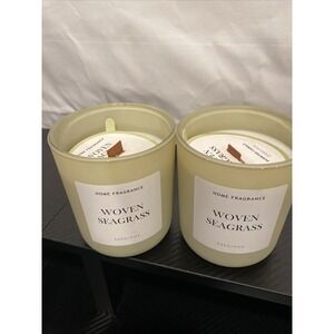 2x Home Fragrance Woven Seagrass 9oz Scented Candle